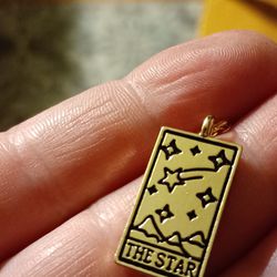 18k Gold Plated Tarot  Card "The Star" + Chain 