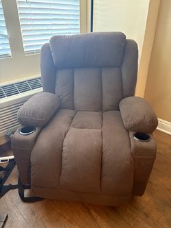 Brown recliner chair to stand with massage