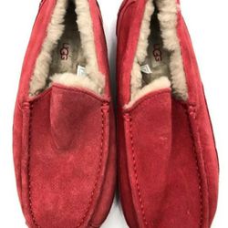 NEW Ugg Ascot Red Casual Slip On Moccasin Slippers Men Size 10 or Women 11.5