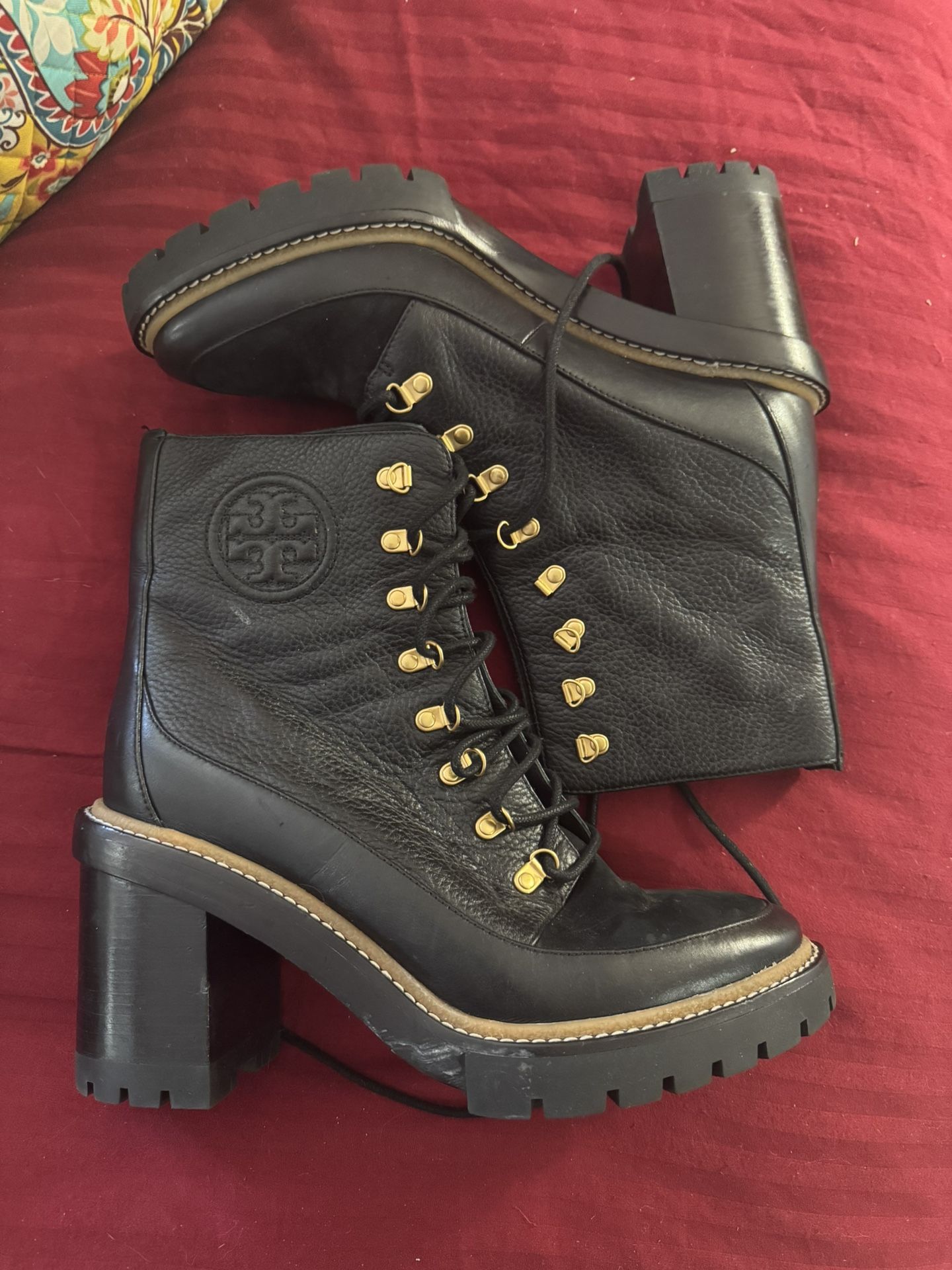 Tory Burch Boots Size 10.5, Like New, Soft Black Leather, Minor Defect