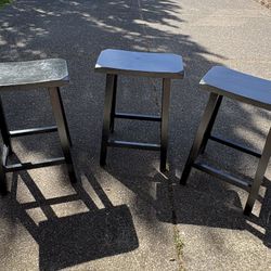 3 Black Stools Set
