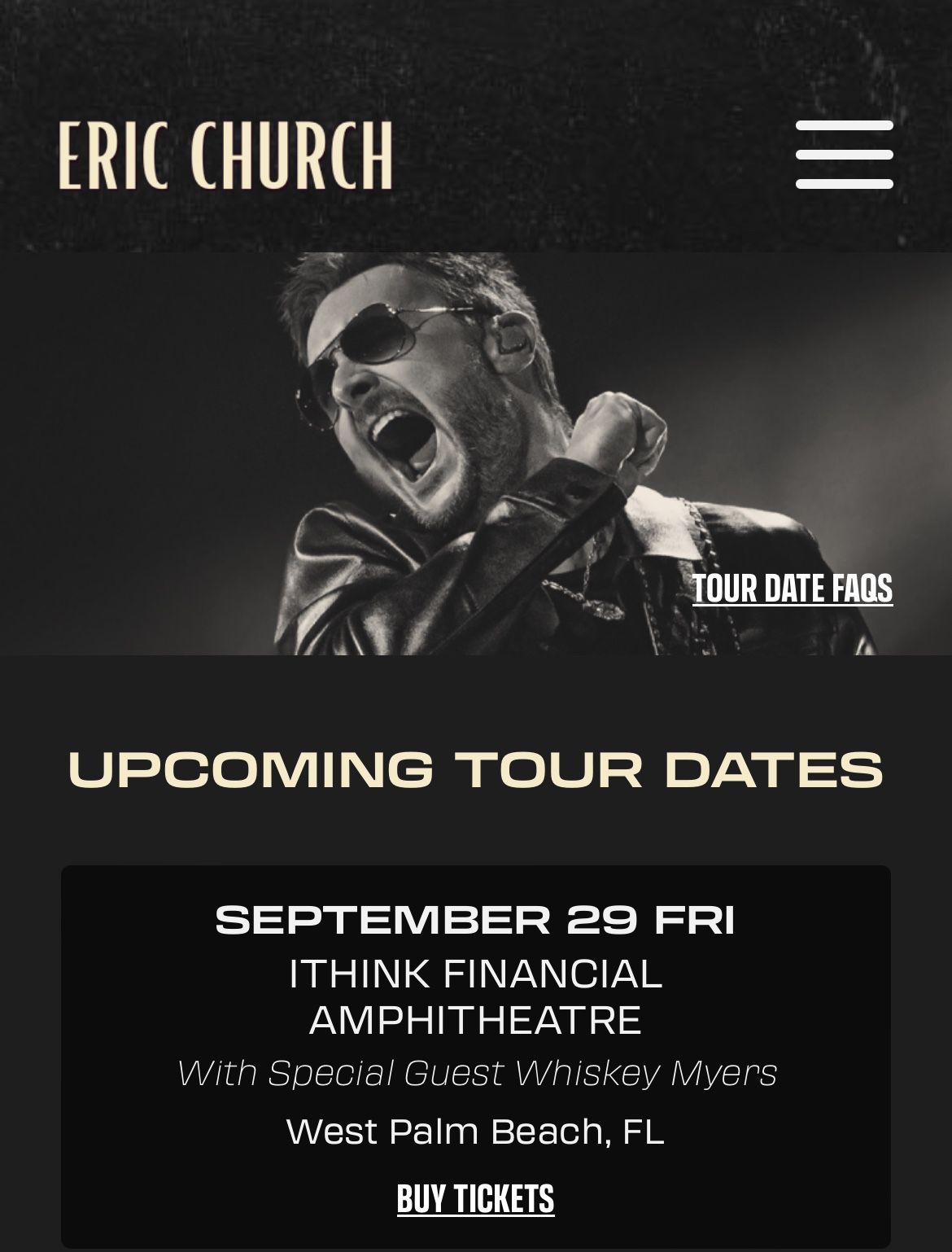 Eric Church Whiskey Myers Concert Tickets