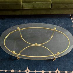 Vintage Ethan Allen Brass Oval Coffee Table