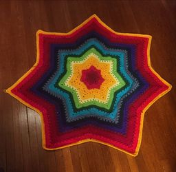 Handmade Rainbow Crochet Star Blanket