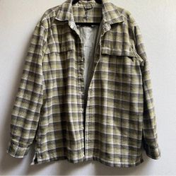 Helly Hansen Button Up Quilted Lining Plaid Flannel Long Sleeve Shirt Sz L