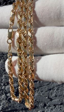 14k gold diamond cut rope chain