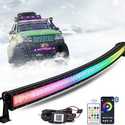 50 Inch 288w Curved LED Light Bar with Chasing RGB Halo Ring for 16 Million Color Changing with Strobe Flashing Spot Flood Combo Beam IP67 Waterproof