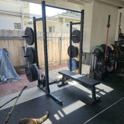 Weightlifting Half Rack - Fringe Sports + Bench + Weight Plate Holder - DELIVERY AVAILABLE