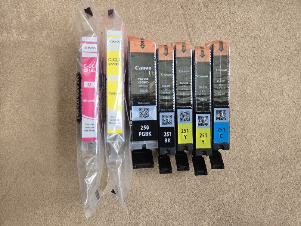 Canon 250 251 Ink Cartridge PGI250 CLI251 Ankink 251 Set of 7 NEW Genuine No Box