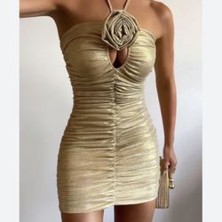 Runaway The Label Viola Gold Mini Dress