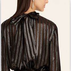 NEW BLACK METALLIC JCREW BLOUSE SIZE LARGE