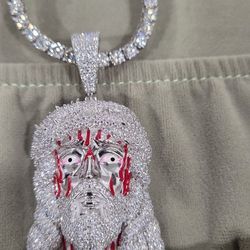 925s Jesus Piece Both MOISSANITE Tennis Chain 