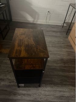 Rustic Industrial Nightstand / End Table with 2 Drawers and Shelf