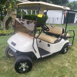 EZGO TXT GAS Headlights & Taillights 4 Passenger Bi-fold Windshield Rear View Mirror Custom Wheel Covers 
