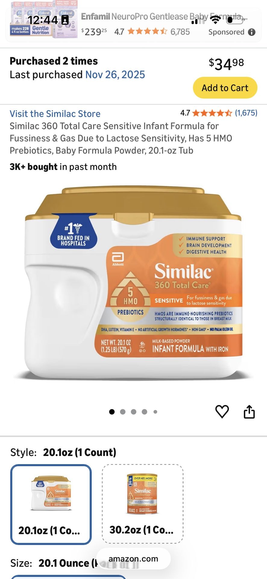 Qty 2 Similac 360 Total Care