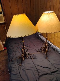 Rustic style table top lamps with shade covers $45 for both