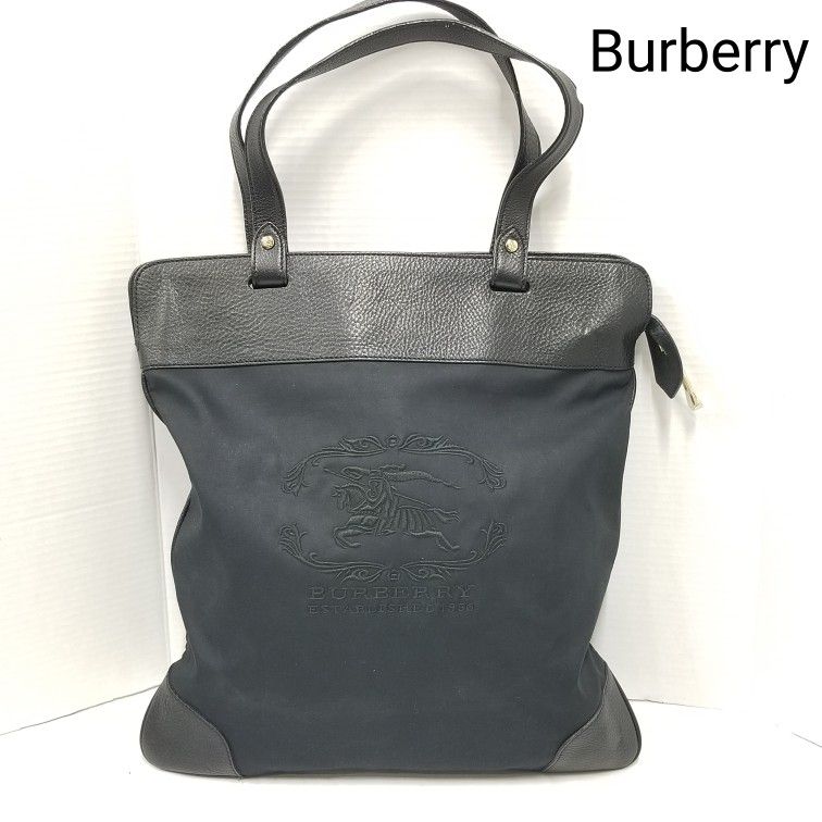 Burberry Canvas and Leather Stowell Roll Up Tote