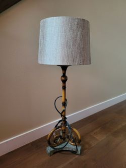 Bamboo-Style Wood and Stone Base Table Lamp