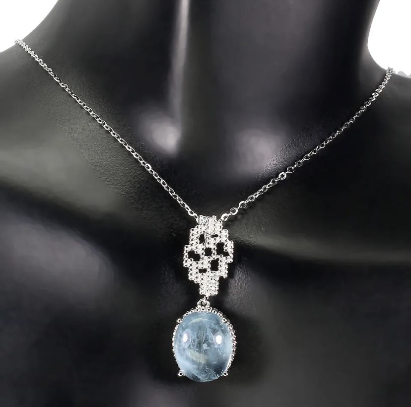 Aquamarine Pendant Necklace 925