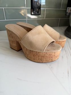 Kate Spade Suede Cork Platform Mule Heels