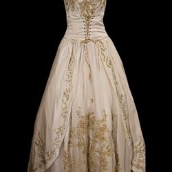 Formal dress Ivory with gold Embroidery 