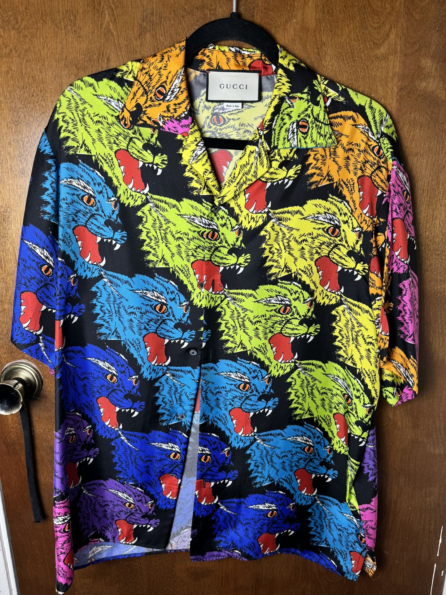 Gucci Rainbow Panther Bowling Shirt Size 48 (Medium)