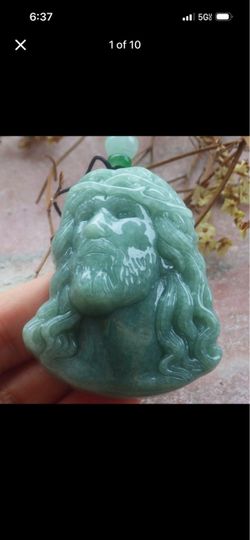 Certificate JADEITE Jade Green Jesus head god Pendant