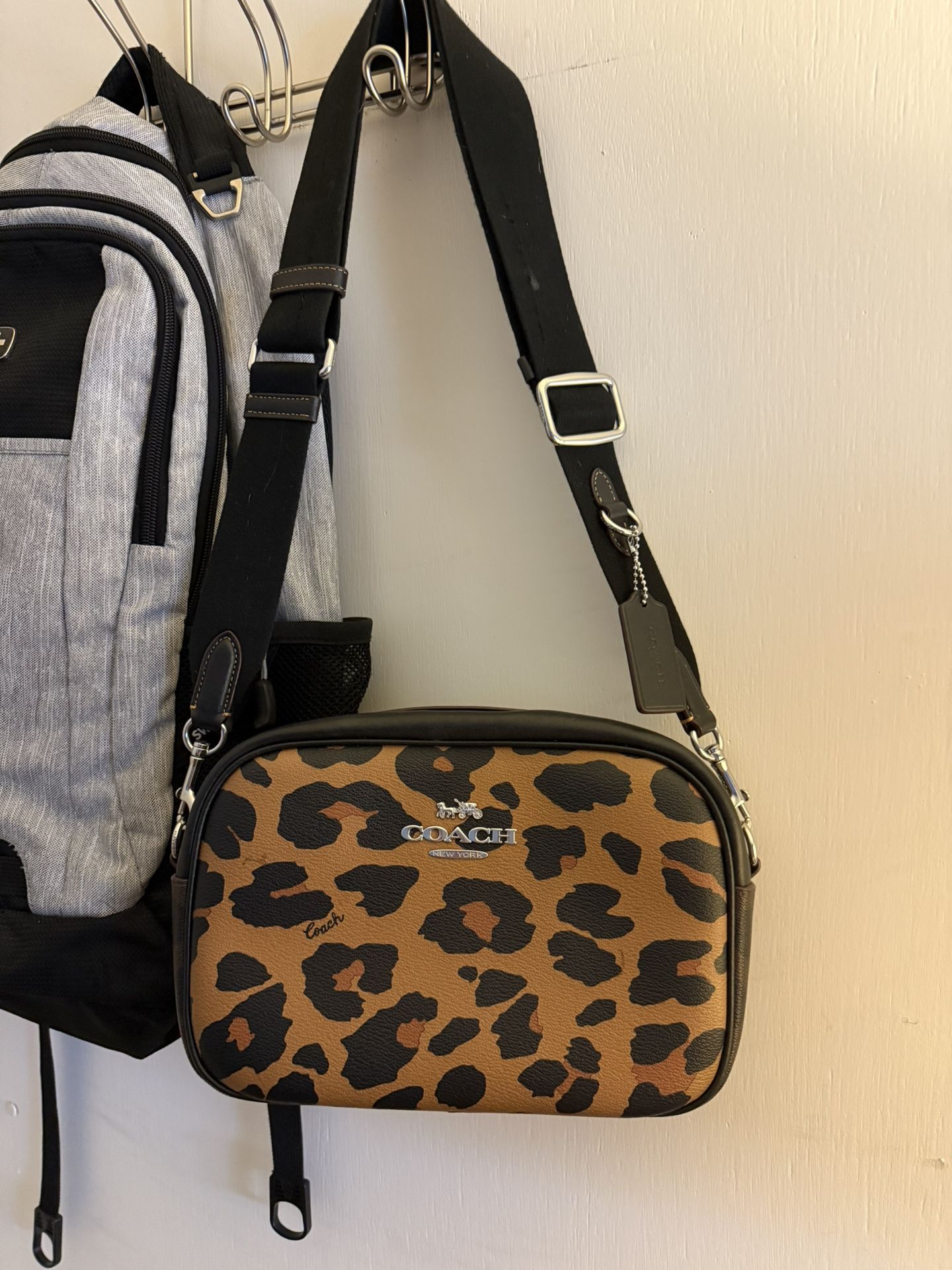 Coach Leopard Print Camera Bag W/matching Wallet.