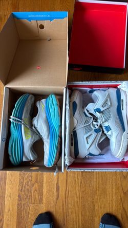Jordan 4 (2024) military blue and Hoka Bondi 8 size 11