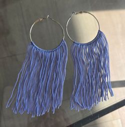 Lavender fringe earrings and M rhinestone keyring