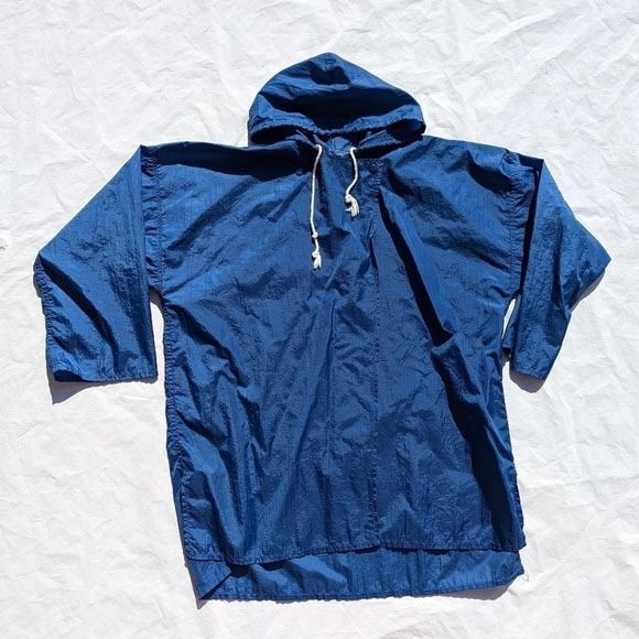 Vintage Totes Blue Rain Jacket - Double Button Top/Draw String - OSFM
