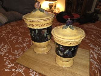 Pair Of Decorative Kitchen Cannisters.