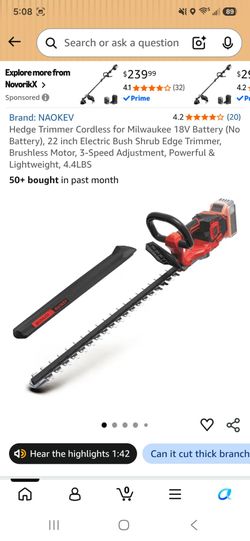 Cordless hedge trimmer