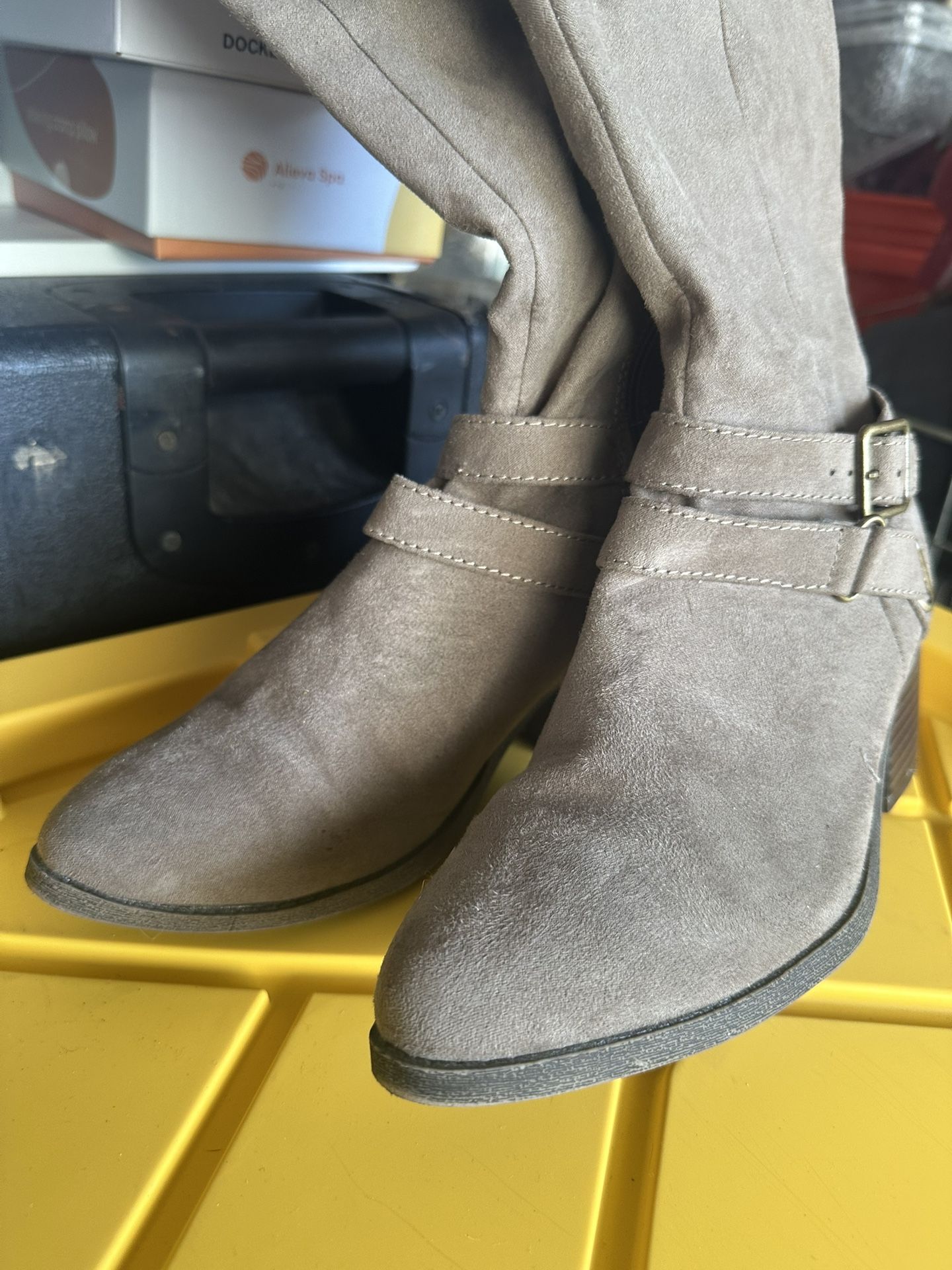 Tan Wide Calf Boots