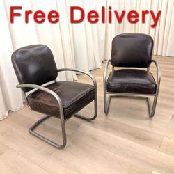 Pottery Barn Metal Frame Archer Club Chairs Free Delivery