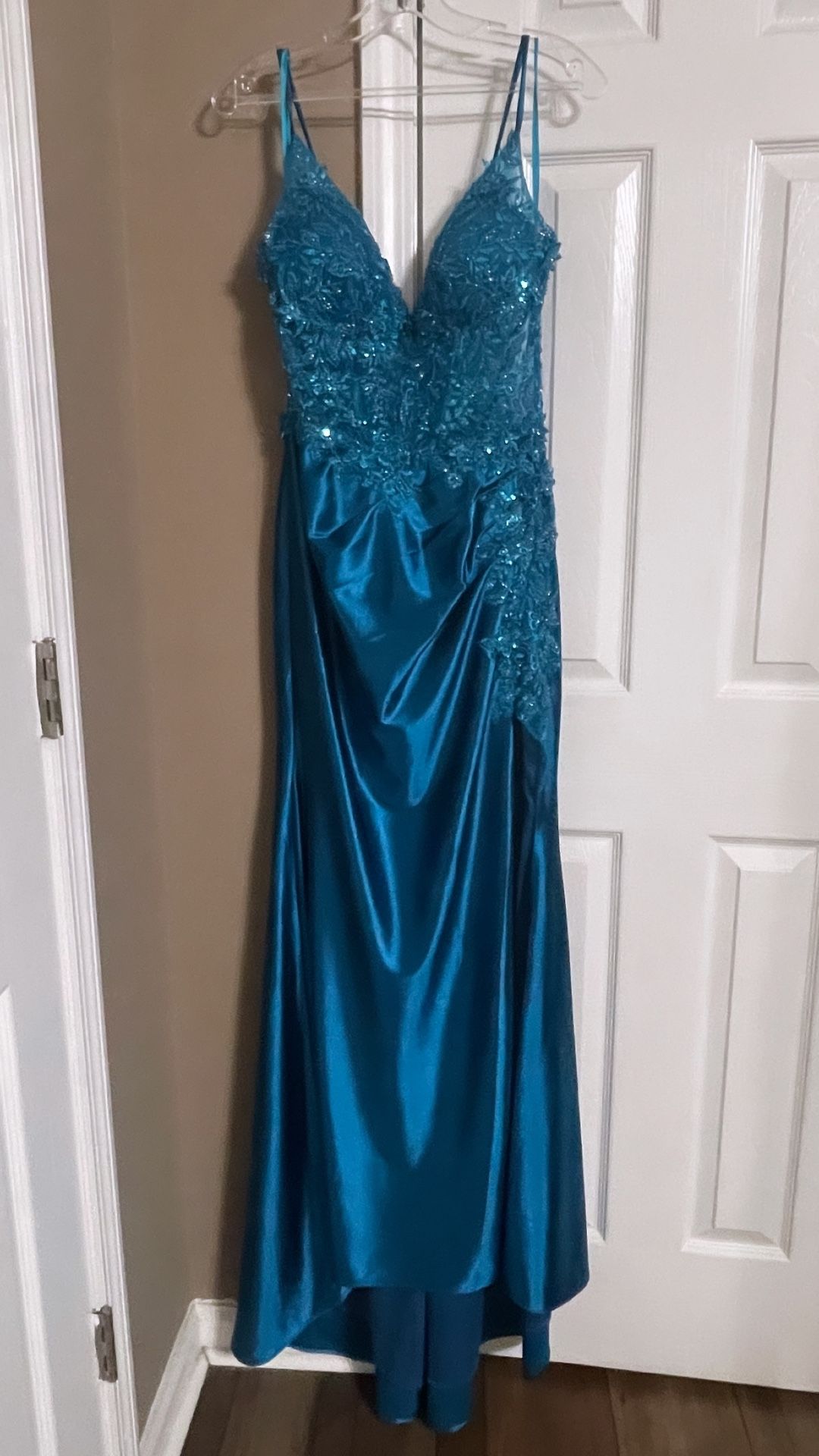 Formal Ball Gown Dress, Blue, Medium