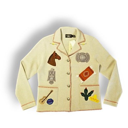 DOUBLE RL RALPH LAUREN RRL PATCHWORK WESTERN STYLE SWEATER- WOMEN'S SIZE 2