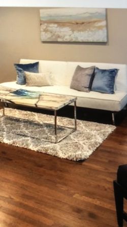 White sofa / day Bed - leather