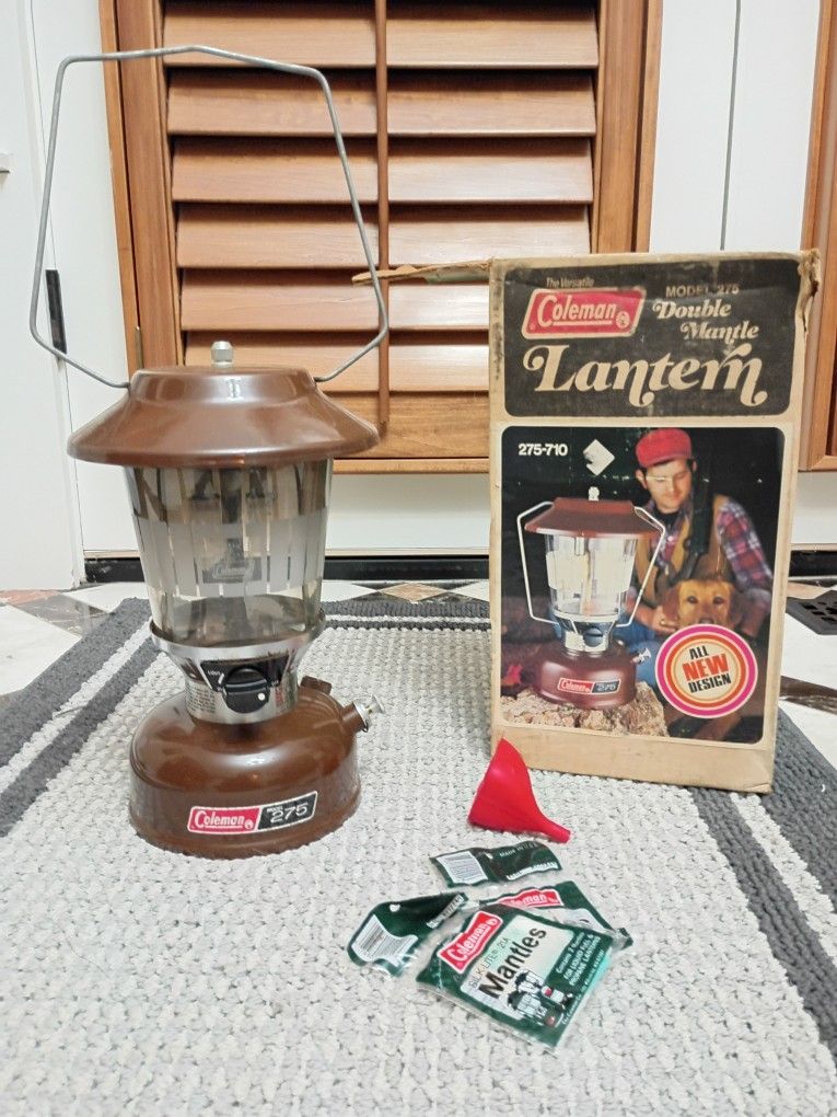 Coleman Model 275 Brown Double Mantle With Picket Fence Globe Box Manuals