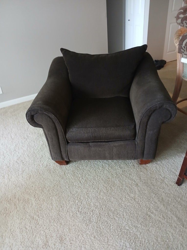 Comfy Sofa (Pillows Included) And Brown Oversized Living Room Chair