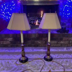 Set Of Two Orient Express Lamps About 34 Inches In Height. Fashionable And Antique For Your Furnishing Needs