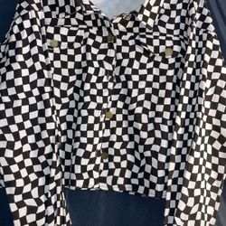 Checkered Denim Jacket 