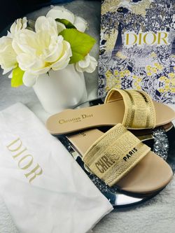 Christian Dior Paris Gold Slide Sandals available in 8
