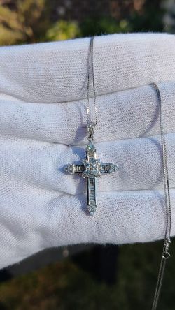 White Gold Lab Diamond Cross