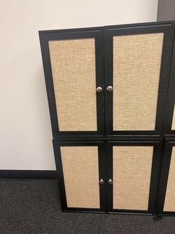 Laundry Room Cabinets Wall Mounted, Set of 2 Rattan Laundry Cabinet, Kitchen Wall Mounted Cabinet with Adjustable Shelves