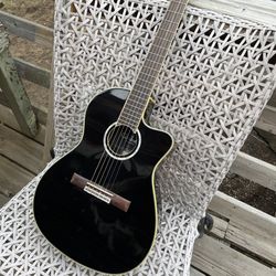 Cordoba Fusion 14 Cutaway Classical Electric Acoustic “Jet” Nylon String Guitar W/Case