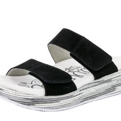 Alegria Suede Adjustable Slide Wedge Sandals Mixie Gray Harbor EU Size 38