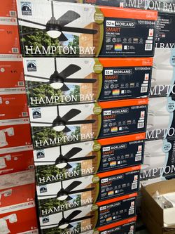 Hampton Bay Morland 52 in. Smart Indoor/Covered Outdoor Matte Black Ceiling Fan with Remote and Integrated LED Powered by Hubspace