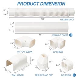 Mini Split AC Line Cover Kit – 3” Wide, 10 Ft – Whit