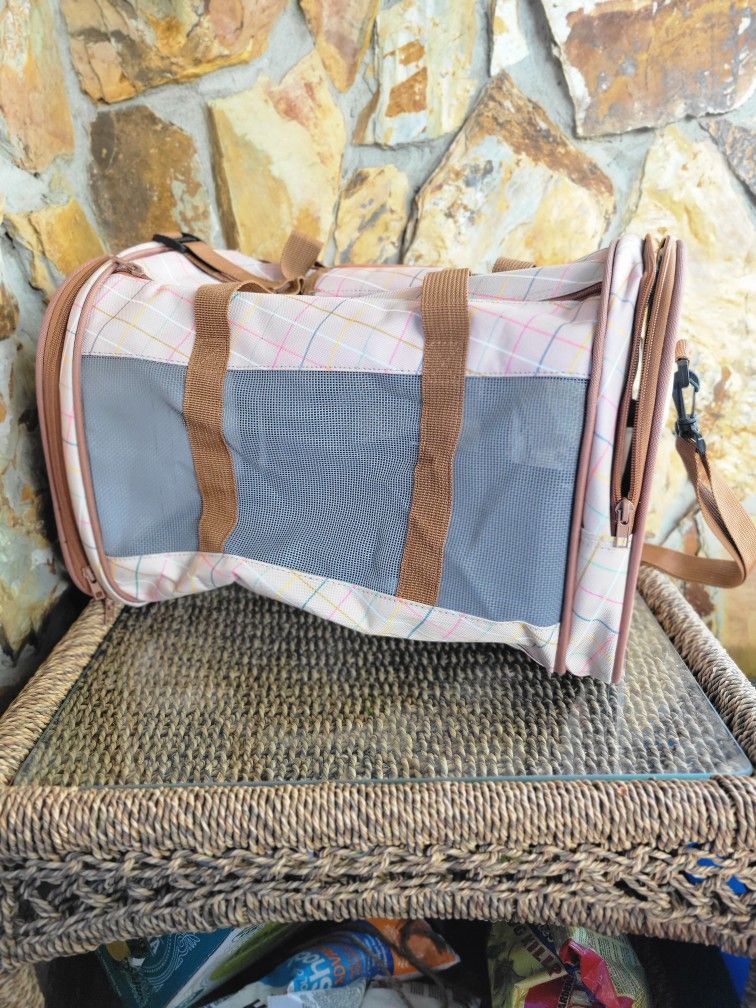 Whisker City® Tan Plaid Soft-Sided Cat Carrier